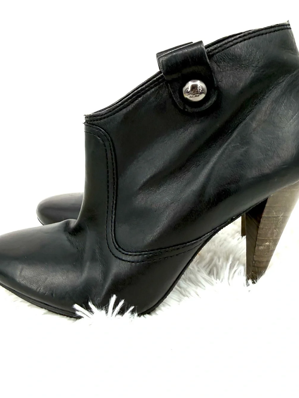 Coach Aliza Black Leather Ankle Booties Size 7